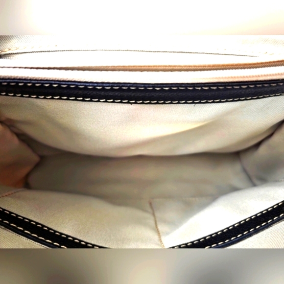 Modus Rio Lauren Flap Bag Brazilian Black Leather & Cream Linen (NWOT) - Picture 9 of 11